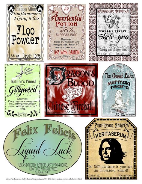 Harry Potter Potion Labels Printable Free